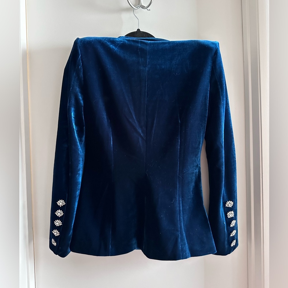 Fashion Nova Deep Blue Velvet Blazer - Picture 3 of 5